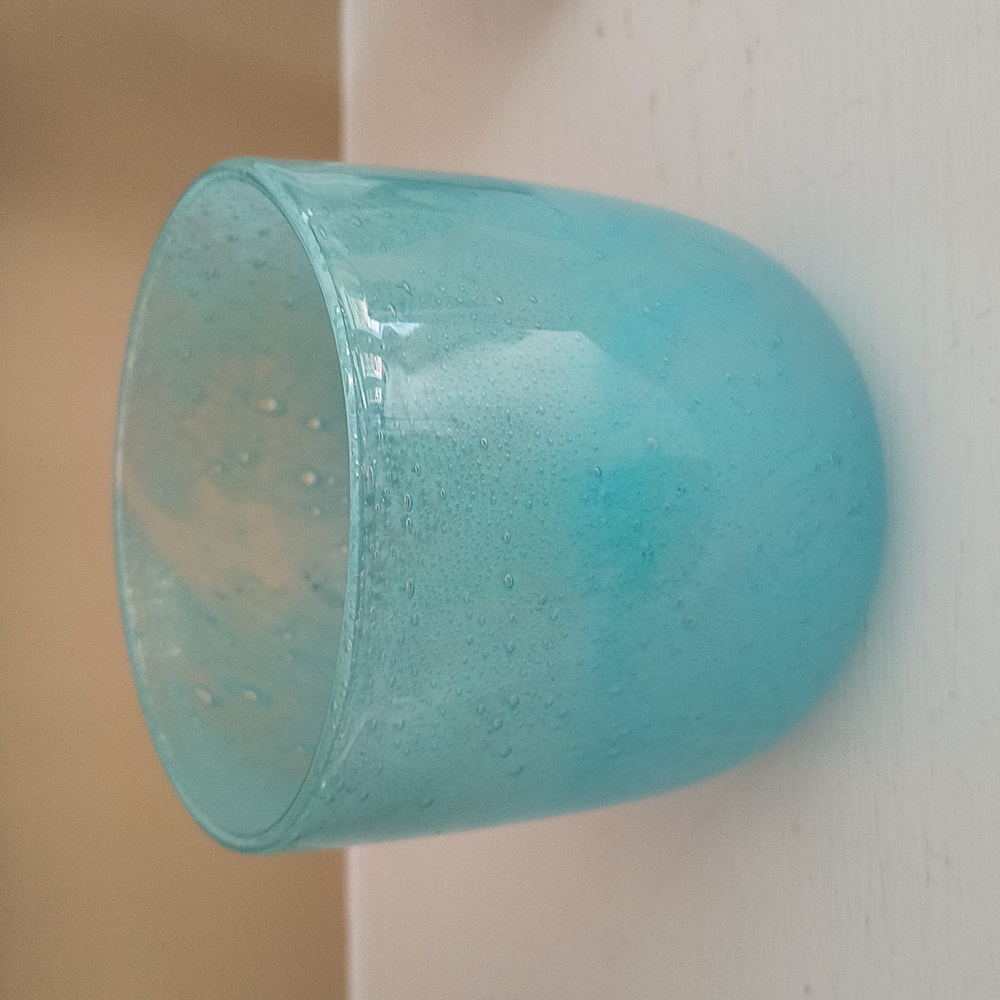 Frosted Blue Bubble Glass Vase/Vessel